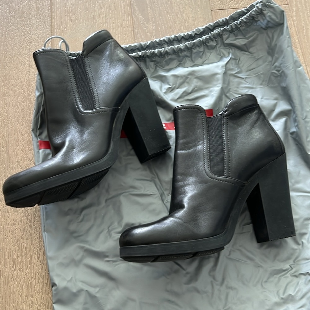 Prada Leather Black Booties | Sz 39.5 - Picture 5 of 8